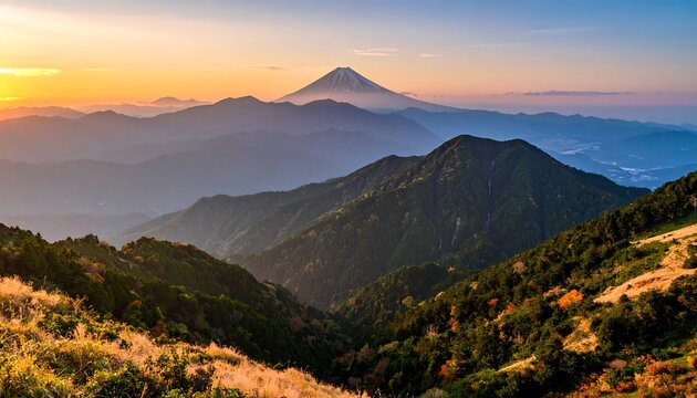 Mountain vista at sunset - Powered by Adobe