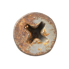 Close up old and rusty nut or screw head