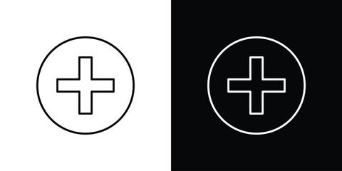 Fototapeta premium Plus icon pixel perfect. Outline symbol. Simple linear drawing.