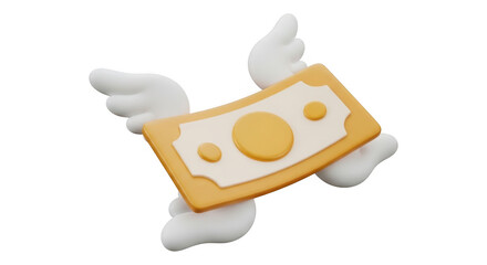 Money with Wings Flying Finance Icon Representing Financial Freedom