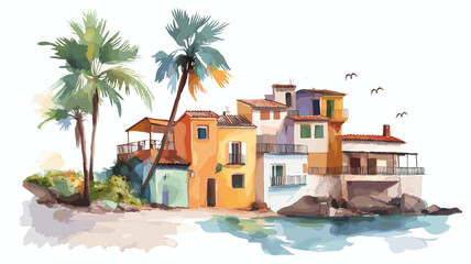 Obraz premium Vina del Mar. Vina del Mar hand drawn watercolor illustration