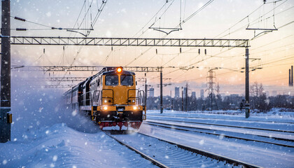Train in the snow
