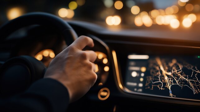 Car with digital interface overlay automotive technology smart vehicle connected car digital dashboard vehicle technology intelligent transportation with copy space