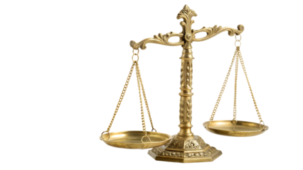 The harmonious dance of the golden scales cut out on PNG. AI GENERATED.