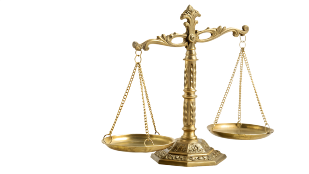 The harmonious dance of the golden scales cut out on PNG. AI GENERATED.