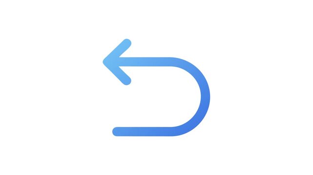 Blue undo arrow icon on a White Background