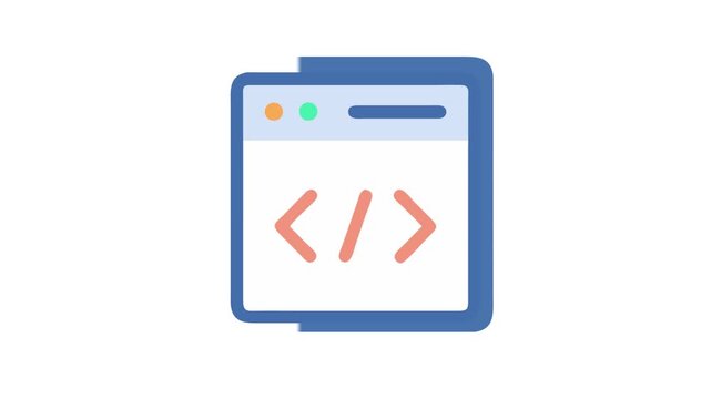 Minimalist Animation illustration of a code window or browser