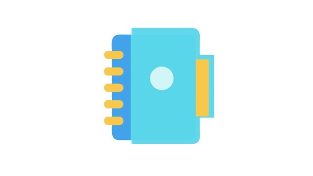 Flat Animation Illustration of a Notebook with White Background