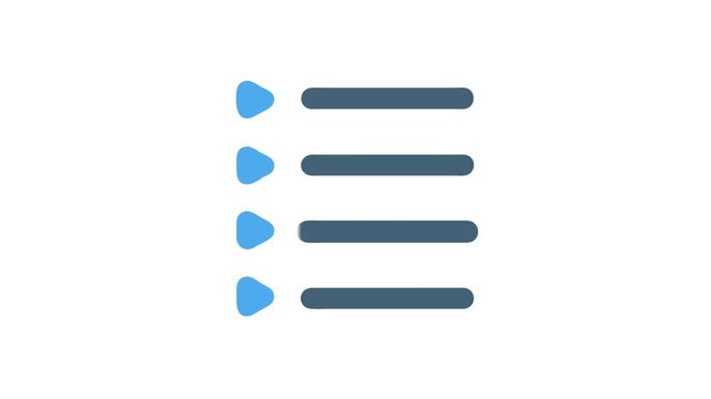 Modern flat Animation icon showing a task list menu