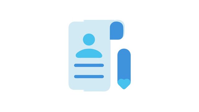 Digital profile with document and pen on White Background