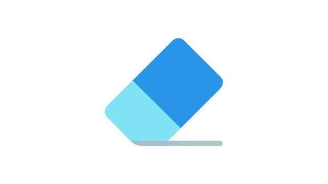 Blue Eraser on White Background with Eraser Shavings