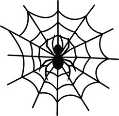 Fototapeta premium Spider web with spider sketch line art vector illustration