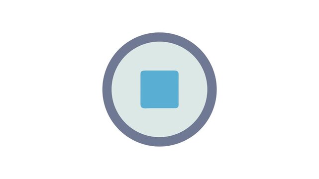 Stop button icon with square symbol on White backdrop