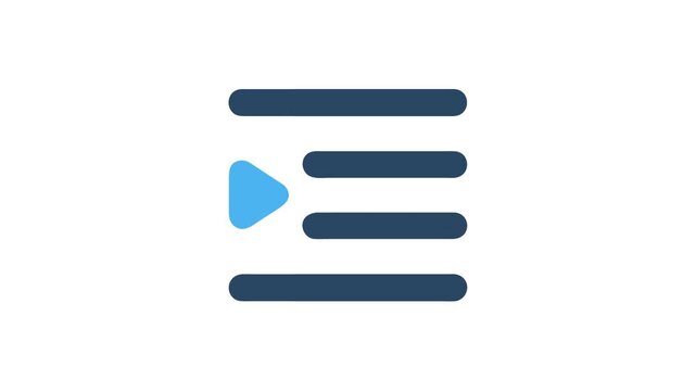 Play icon adjacent to four parallel horizontal lines