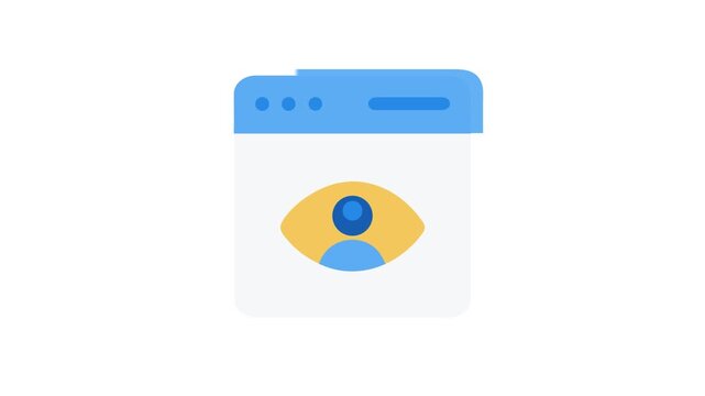 Privacy browser window with eye shaped symbol, flat design