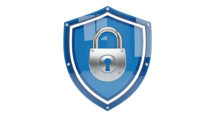 Blue Security Shield Padlock Protection Icon Digital Safety Symbol