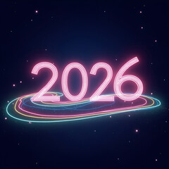 Abstract futuristic New Year celebration background with glowing light trails.