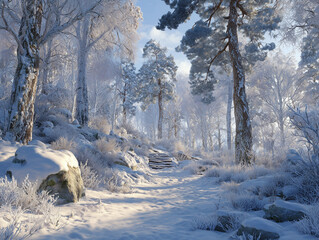 winter forest in the snow