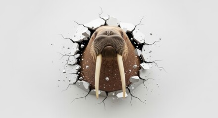Walrus Busting Breaking Through Wall