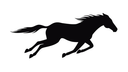 Strong galloping horse silhouette in dynamic motion, symbol of power, freedom, and speed, isolated minimalist vector design on white background .vector icon