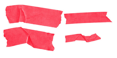 Red Torn Tape Pieces PNG Isolated on Transparent Background