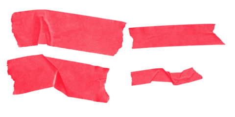 Red Torn Tape Pieces PNG Isolated on Transparent Background