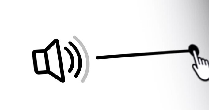 Sound volume control icon animation, audio controls and cursor, turning up and down volume slider interface, footage 
