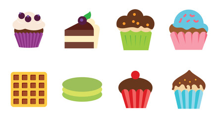 Assorted Pastry and Dessert Cartoon Vector Illustration
