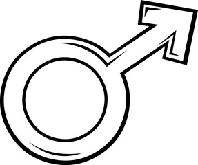 vector illustration drawing black and white male gender symbol