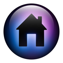 Glass Round Home Button icon with Blue and Purple Neon Light