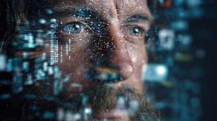 Navigating the digital seas: a businessmanâ€™s guide to data science. Trading data. Exploring a subtle green-hued data landscape with ai and emerging technology. Profit analytics. Market trends.