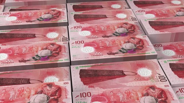 Maldives 100 Rufiyaa Banknote Horizontal 3D Animation ? Realistic Banknote Motion, Finance, Economy, Business Investment, Money Flow, and Currency Visualization