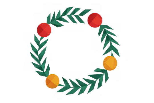 Christmas wreath festive decoration with green leaves and colorful berries creating a holiday circular frame - Powered by Adobe