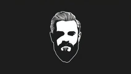 A white silhouette of a bearded man with stylish hair on a black background