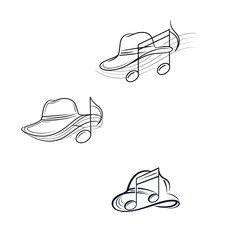 Elegant musical notes and hat design for summer vibes, unique fashion concept or jazzy summer apparel line, capturing sophistication and rhythm, perfect for creative projects