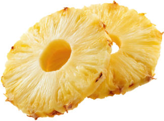 Two slices of ripe pineapple, overlapping