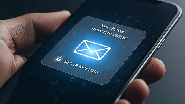 A smartphone displaying a secure message notification.