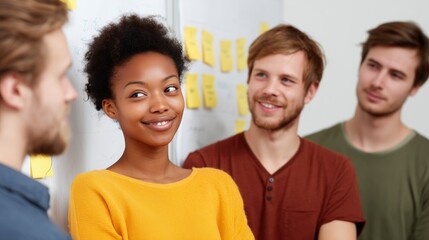 Creative Discussion: A group of professionals engages in a brainstorming session, collaborating on ideas and fostering innovation