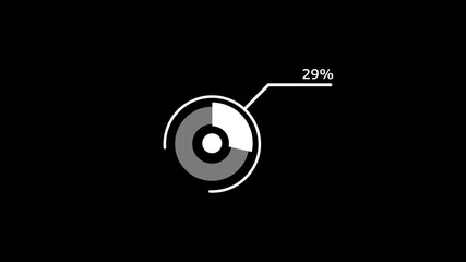 39 percent number circle loading animation on a black background , with 4k video animation.