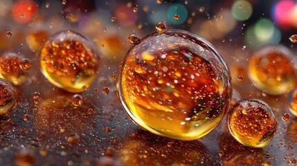 Glowing spheres with bokeh effect in vivid colors