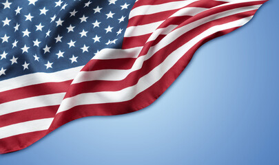 American flag on blue
