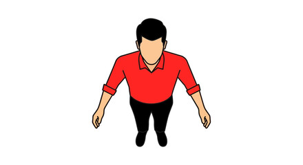 Simple cartoon illustration of a man wearing a red shirt and black pants