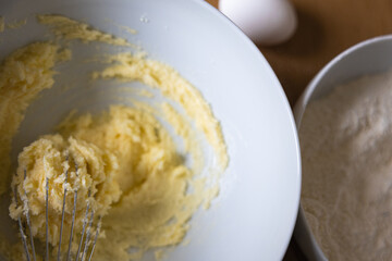 Mixing dough for apple pie