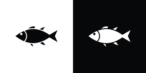Fish icon line art editable stroke and solid collection for app design