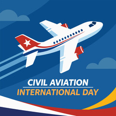 Civil aviation international day airplane, vector art illustration.
