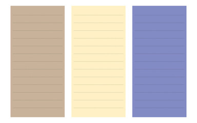 Obraz premium Three colored sticky note paper sheets dotted lines on each sheet