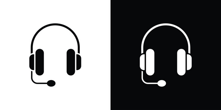 Headset icon line art editable stroke and solid collection for app design