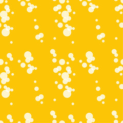 Yellow background with floating bubbles pattern.