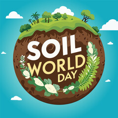 Soil World Day planet, vector art illustration.