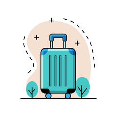 Flat Travel Suitcase Icon – Modern Blue Luggage Illustration for Vacation and Tourism Design